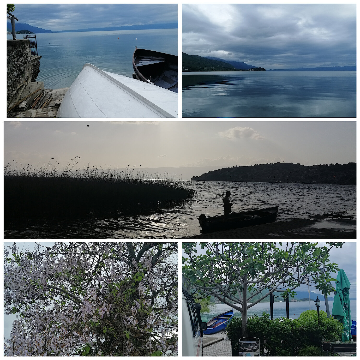 Different pictures of North Macedonia showing the sea side and nature
